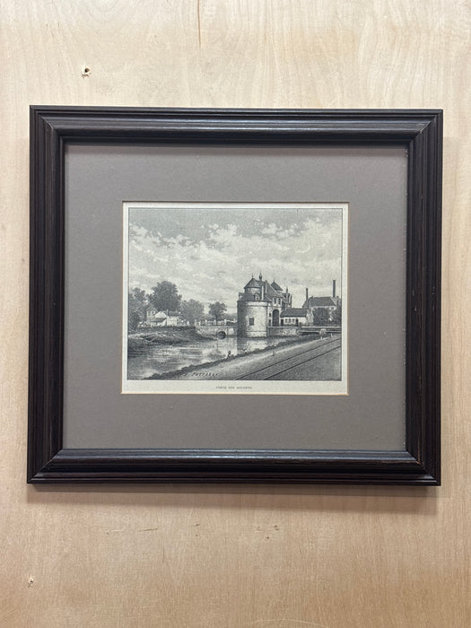 BROWN FRAMED ETCHING OF “PORTE DES BAUDETS” - SIGNED E. PUTTAERT