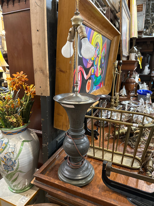 FLORAL BRASS LAMP INCISED