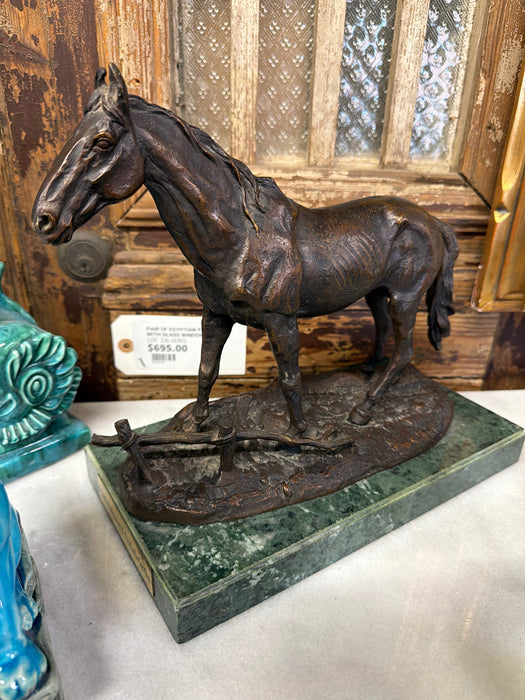 FRENCH BRONZE HORSE STATUE RESTRIKE SIGNED PAUL EDOUARD DE LA BRIEVA