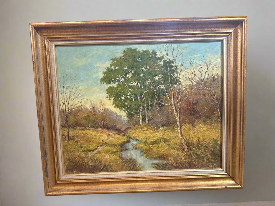 LARGE FALL LANDSCAPE PAINTING SIGNED