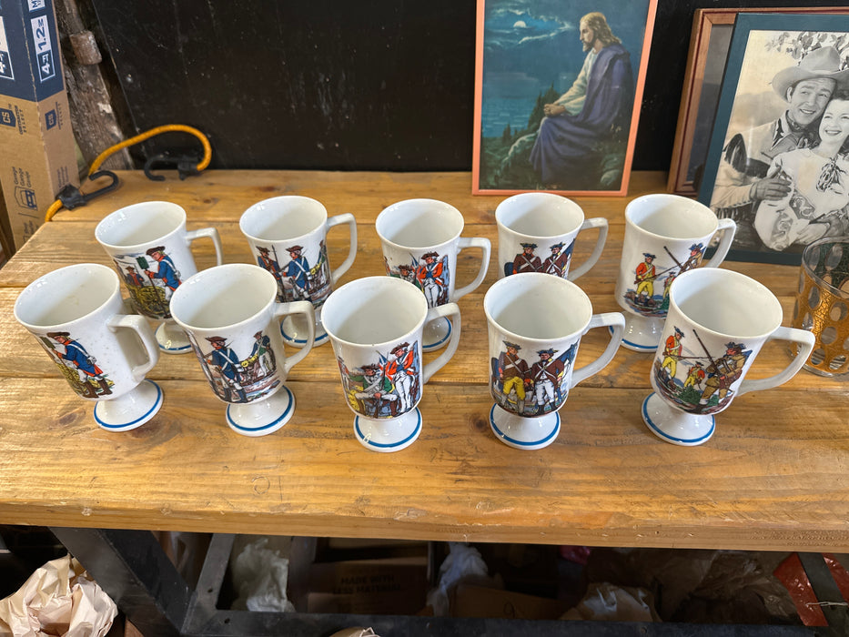 SET OF 11 REVOLUTIONARY WAR CHOCOLATE MUGS