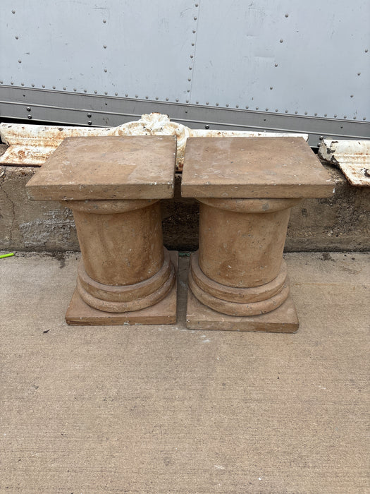 PAIR PLANT PEDESTAL STANDS CONCRETE