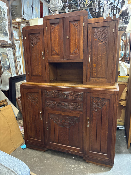 2 PIECE FRENCH DECO OAK SIDEBOARD - AS FOUND