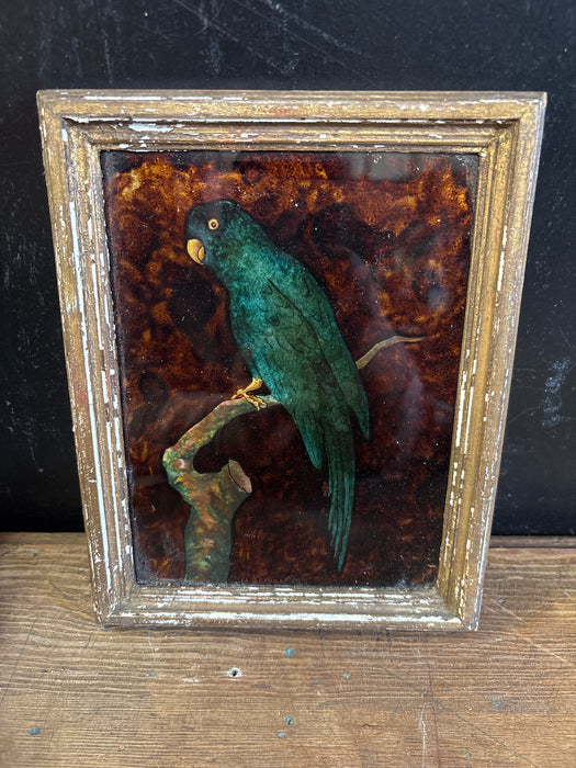 SMALL PAINTING OF PARROT ON BRANCH - SIGNED REIVAN