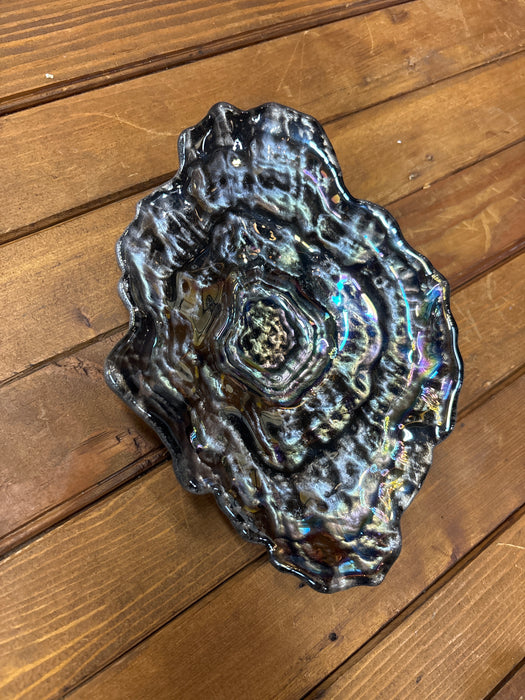 OYSTER SHELL IRIDESCENT GLASS DISH