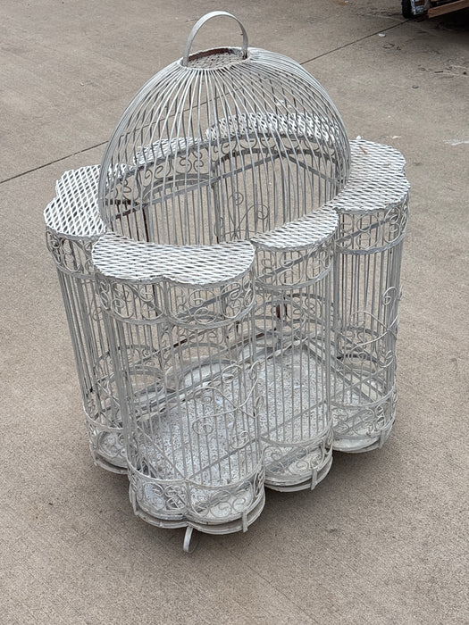 LARGE WHITE METAL BIRD CAGE