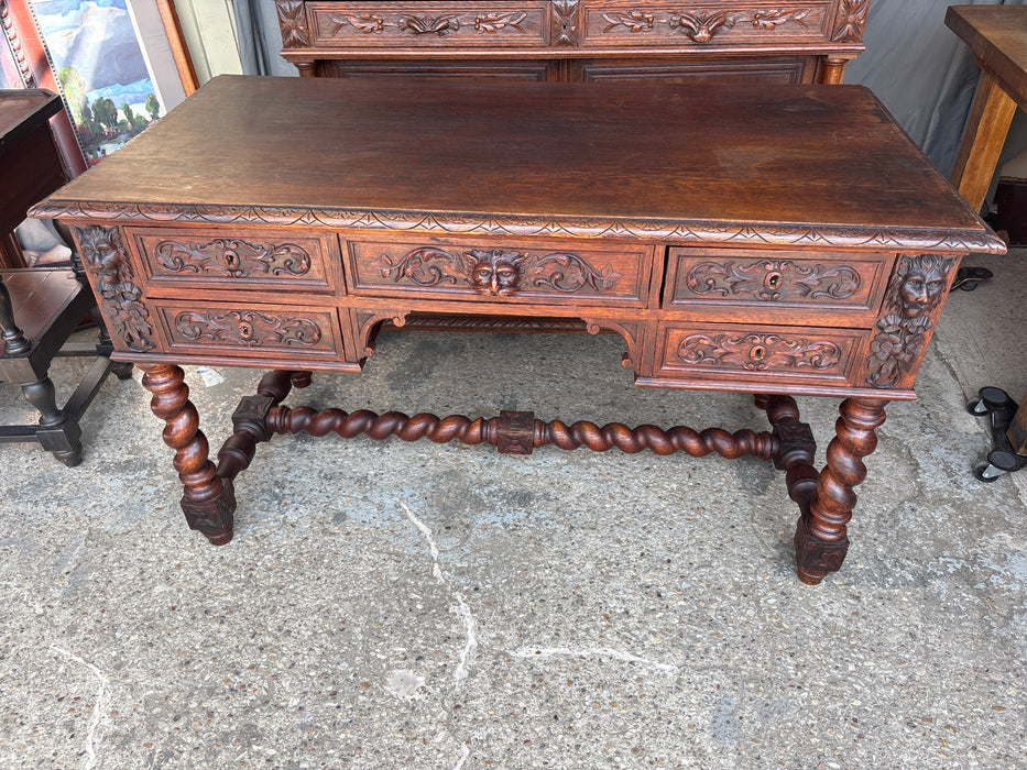 LOUIS XIII CARVED BARLEY TWIST OAK DESK