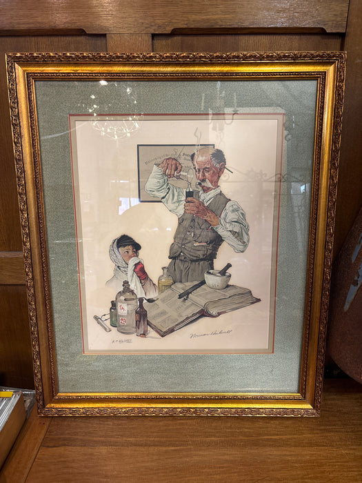 GOLD FRAMED SIGNED NORMAN ROCKWALL ARTIST PROOF-CHEMIST TEACHER