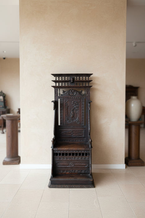 19TH CENTURY CARVED DEACONS BRITTANY BENCH