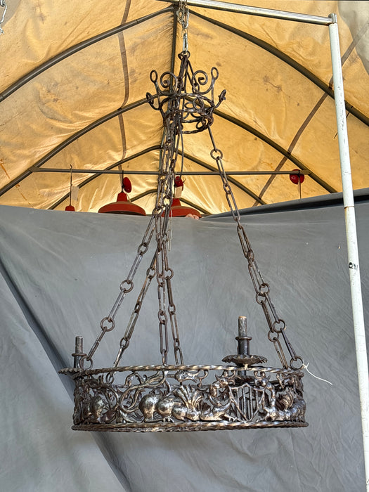 VERY LARGE WROUGHT IRON DRAGON CHANDELIER