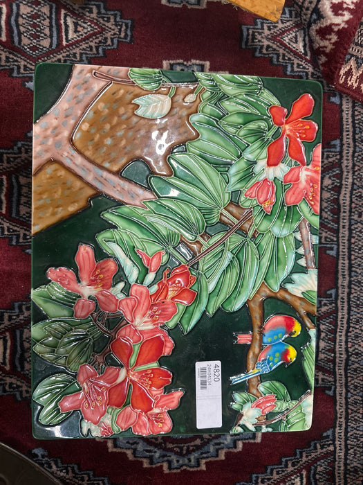 TROPICAL BIRDS AND FLOWERS TILE ART