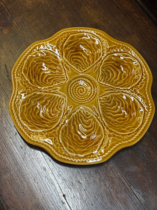 BOCH FRERES GOLD OYSTER PLATE 1 OF 8