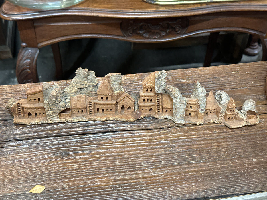 CARVED WOOD MEDIEVAL TOWN