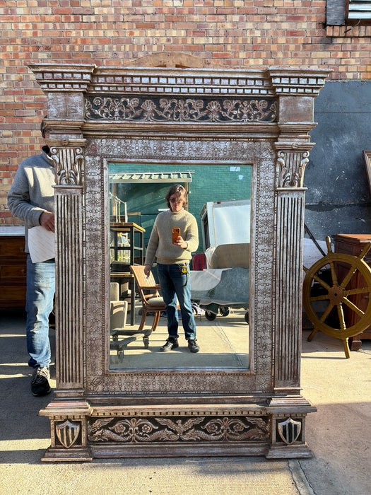 CORINTHIAN COLUMN SIDED SILVER TONE MIRROR