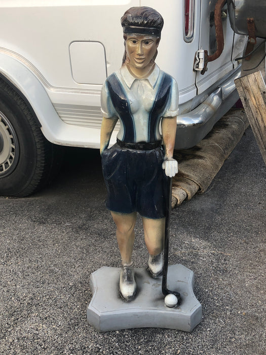ALUMINUM STATUE OF GOLFING LADY