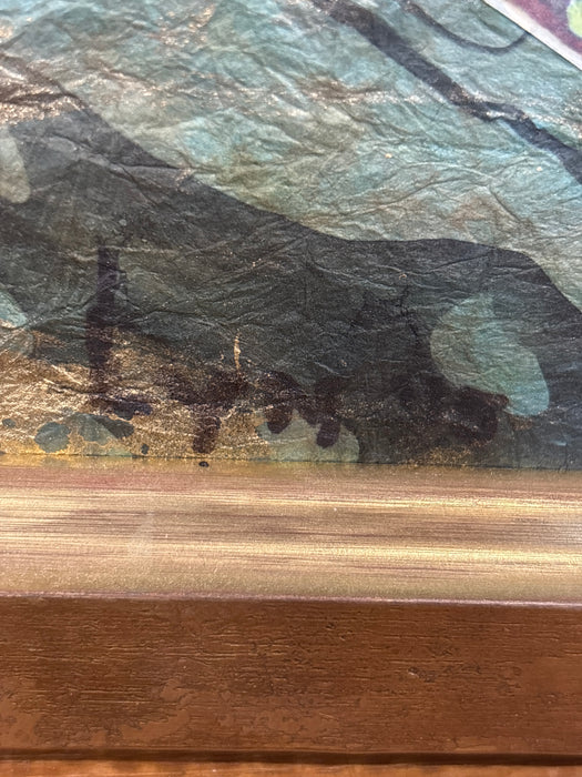 SMALL GOLD FRAMED DECOUPAGE BUTTERFLY ART - SIGNED LYN’15