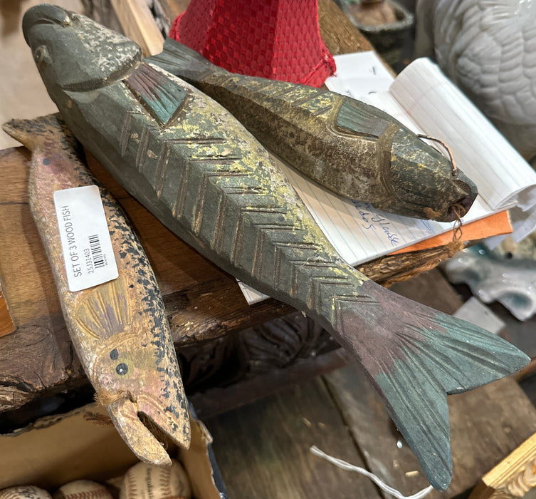 SET OF 3 WOOD FISH