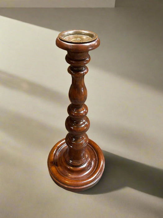 LARGE ANTIQUE WOODEN CANDLE STICK