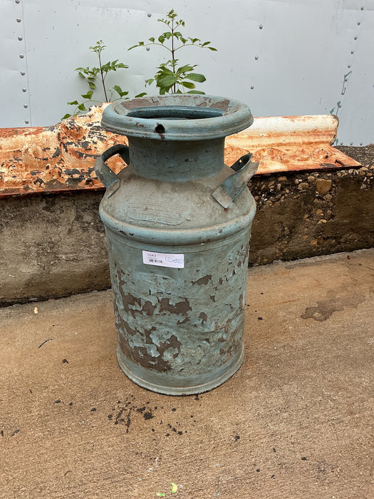VINTAGE PAINTED MILK CAN WITH LID