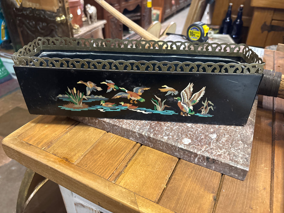 TIN TOLE PAINTED PLANTER WITH DUCK