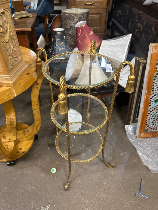 3 TIERED SHELF WITH GOLD ROPE AND TASSELS