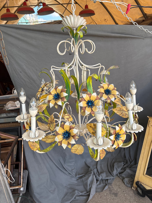TOLLE PAINTING TIN FLORAL CHANDELIER