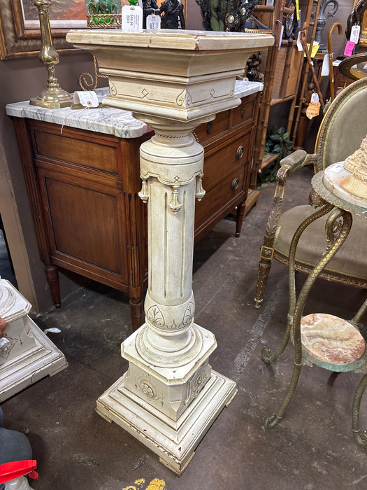 PAIR OF WHITE PAINTED WOOD PEDESTALS