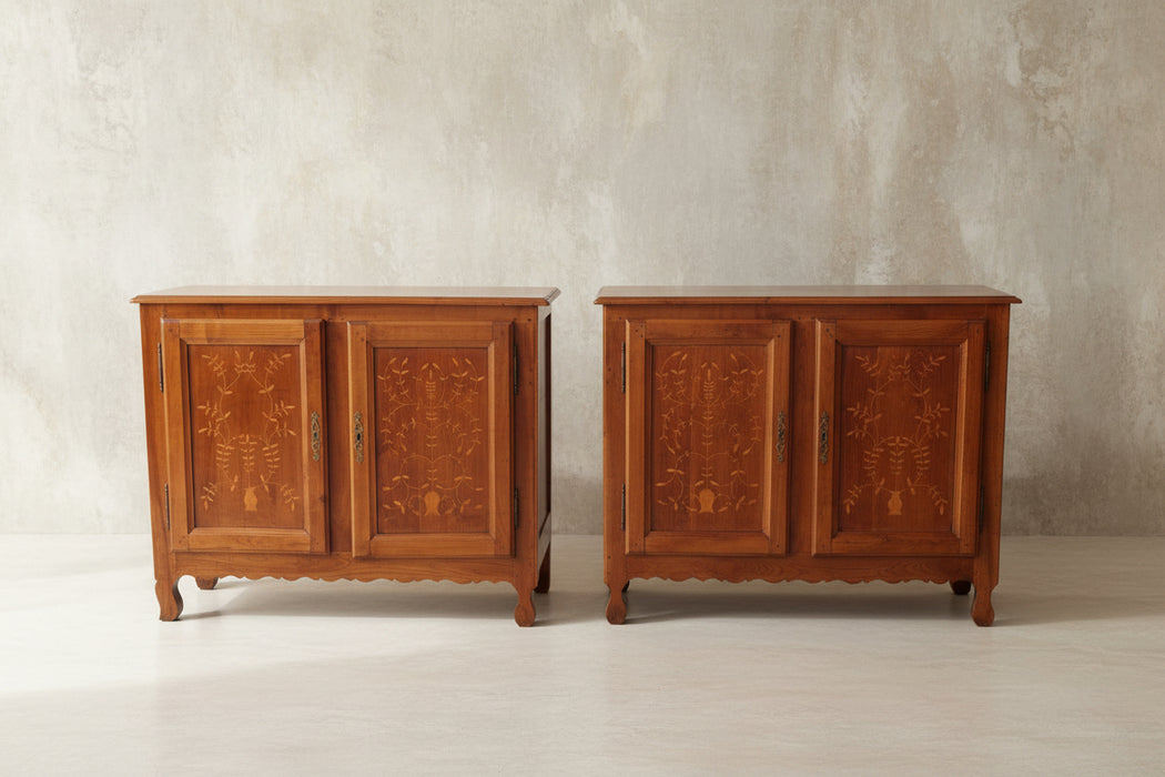 PAIR OF CHERRY INLAID COUNTRY FRENCH SERVERS