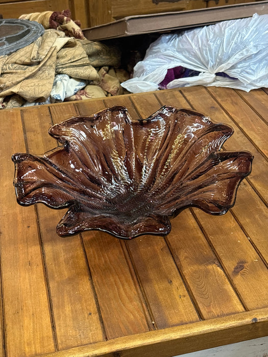 LARGE AMETHYST FLORAL BOWL