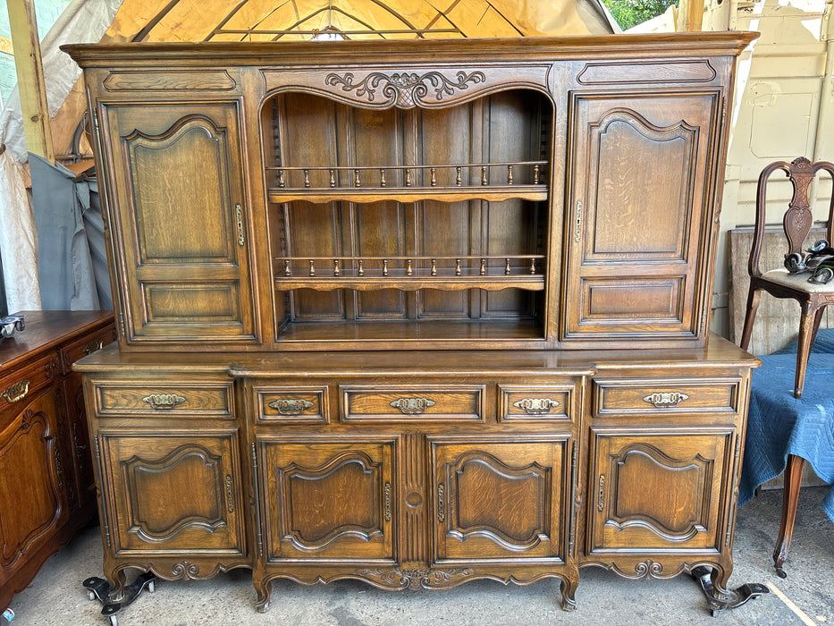 LARGE 2 PIECE OAK VAISILIER - SIGNED 2OTH CENTURY