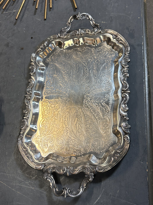 LARGE SILVER PLATE TRAY WITH INCISING