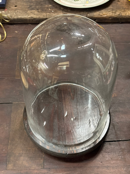 LARGE DOME WITH BROWN WOOD BASE
