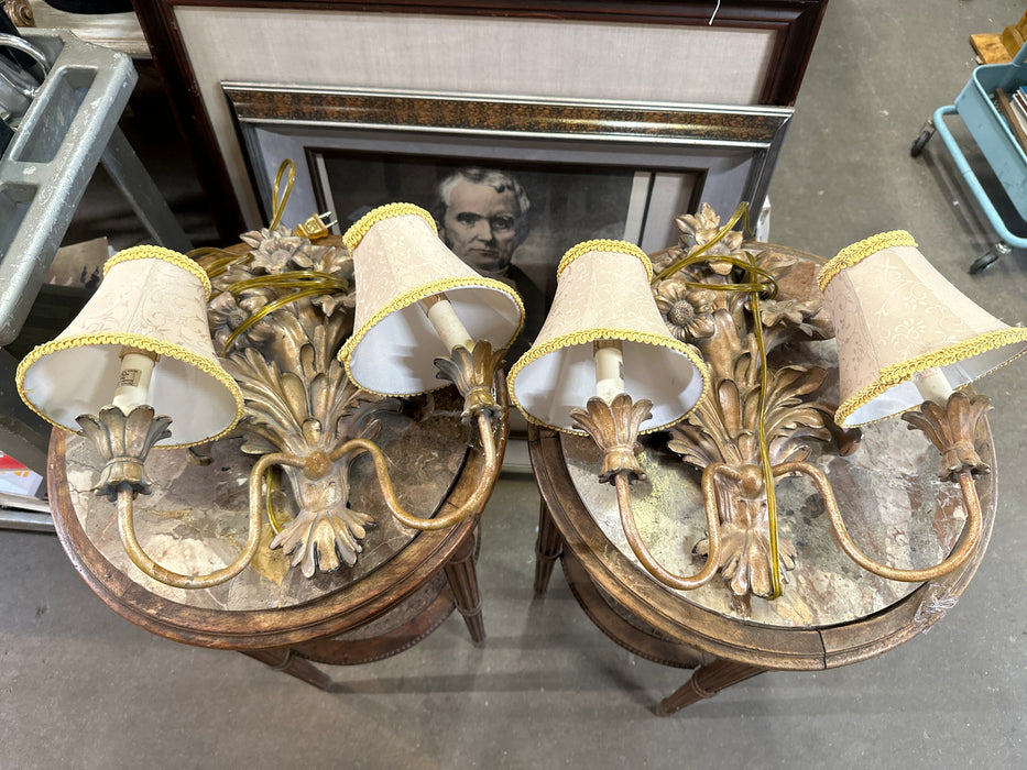 PAIR OF DOUBLE ARM RESIN SCONCES