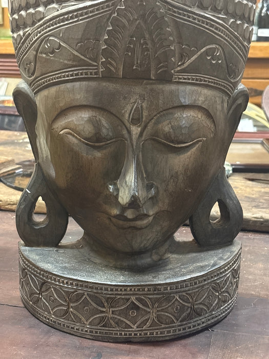 LARGE WOODEN BUDDHA HEAD