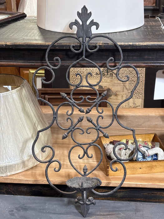 MEDIUM BLACK SCROLLY CANDLE SCONCE