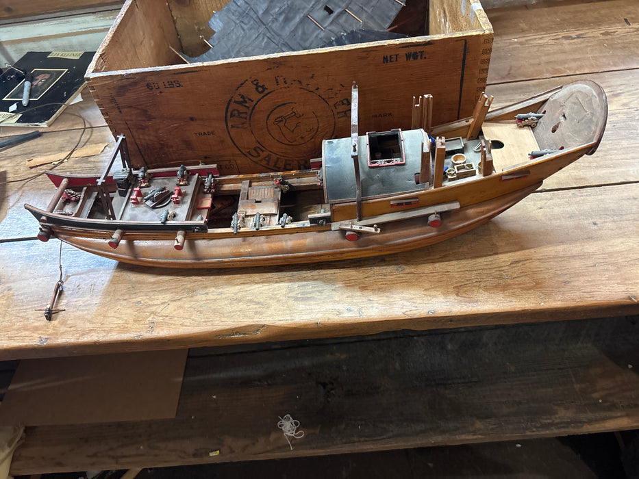 OLD MODEL SHIP WITH PARTS - AS FOUND
