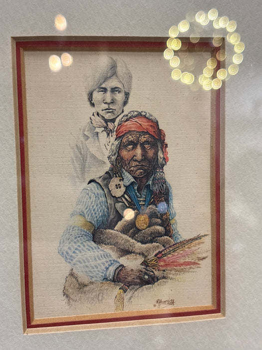 SMALL FRAMED PRINT OF OLD INDIAN