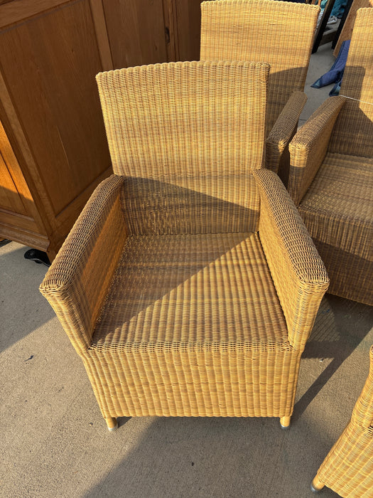 SET OF 4 WICKER STRAIGHT ARM CHAIRS