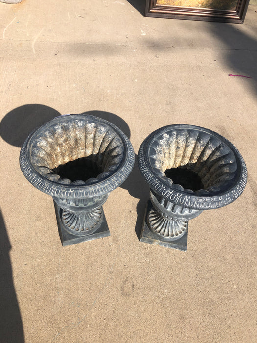PAIR OF ALUMINUM CLASSICAL URN PLANTERS