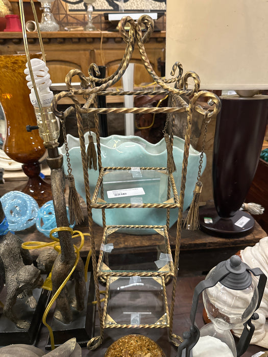 TINY  BRASS AND GLASS TIERED SHELF