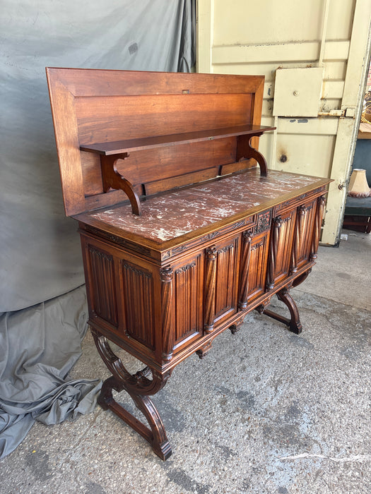 GOTHIC MARBLE TOP LINENFOLD DESSERT SERVER