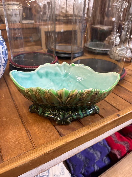 SMALL GREEN NOUVEAU MAJOLICA PLANTER