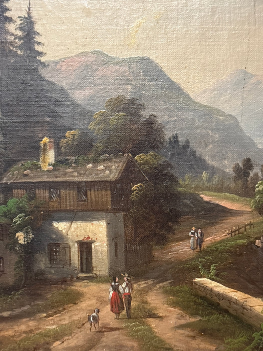 GERMAN LANDSCAPE PAINTING WITH PEOPLE