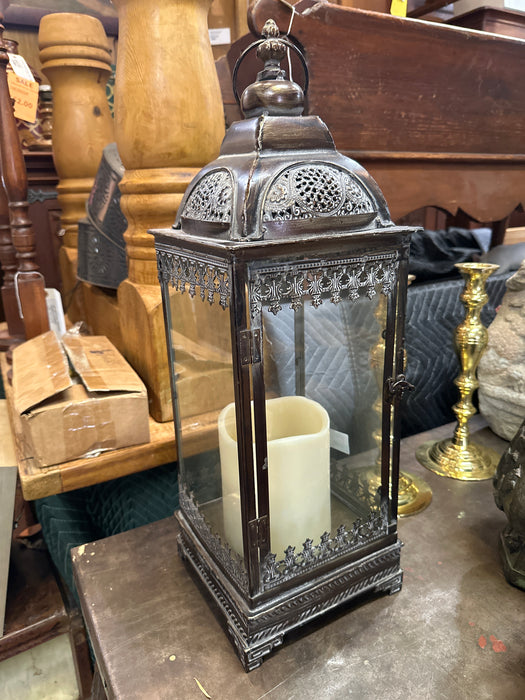 NOT OLD GLASS AND METAL CANDLE HOLDER