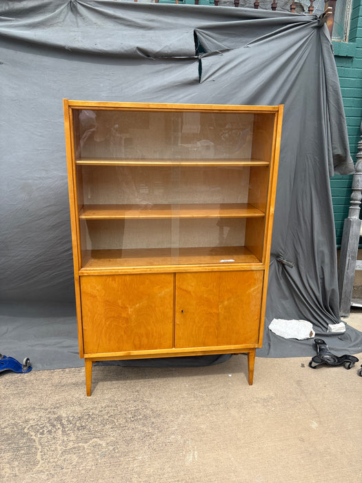 MID CENTURY MAPLE CHINA CABINET
