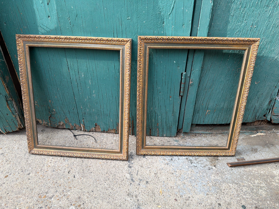 PAIR OF GREEN AND GOLD FRAMES