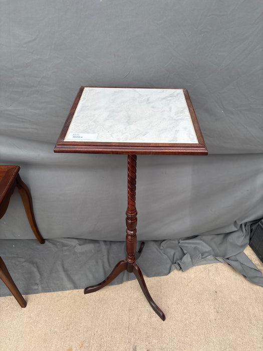 BARLEY TWIST PLANT STAND WITH MARBLE TOP