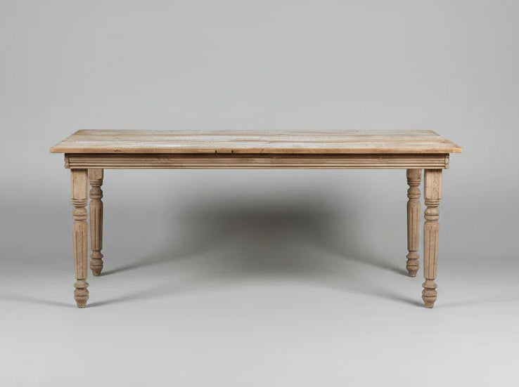 RAW TURNED AND FLUTED  LEG ROUGH SAWN PINE KITCHEN TABLE
