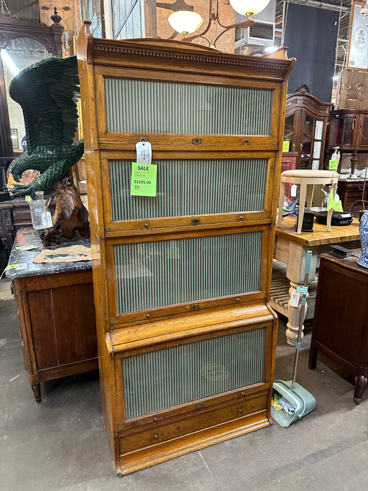 4 SECTION STACKING OAK BOOKCASE