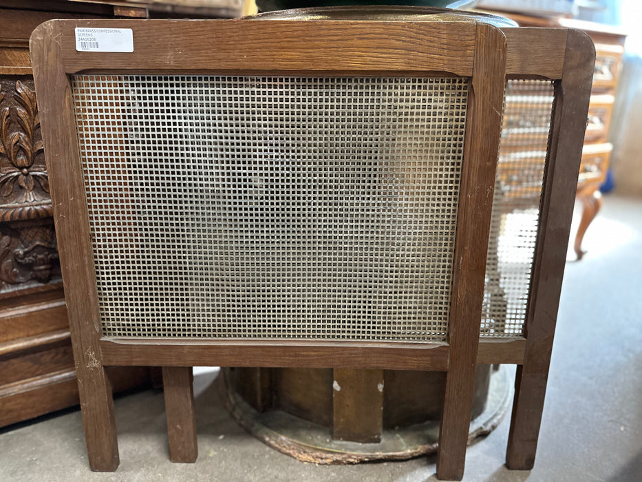 PAIR BRASS CONFESSIONAL SCREENS